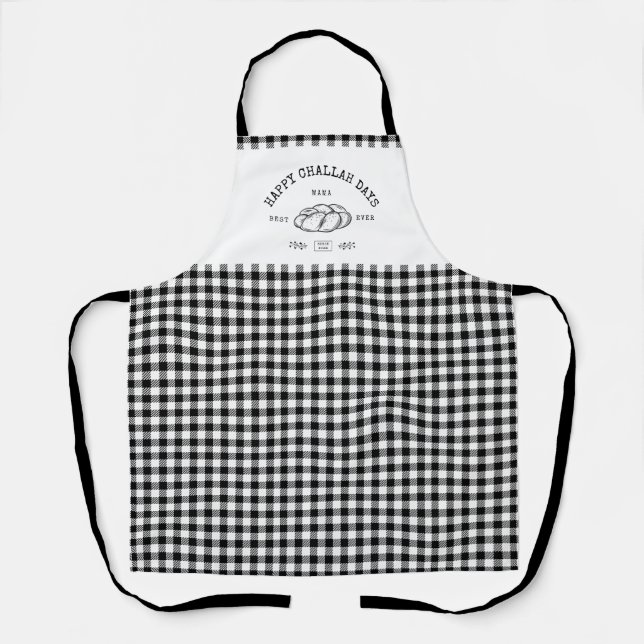 Best Mama Ever Happy Challah Days Hanukkah Vichy Apron (Front)