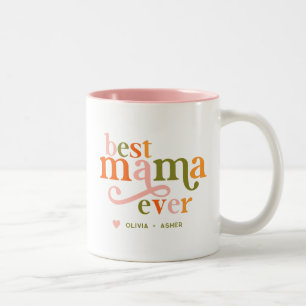 Best Mama Ever Retro Colorful Lettering Two-Tone Coffee Mug