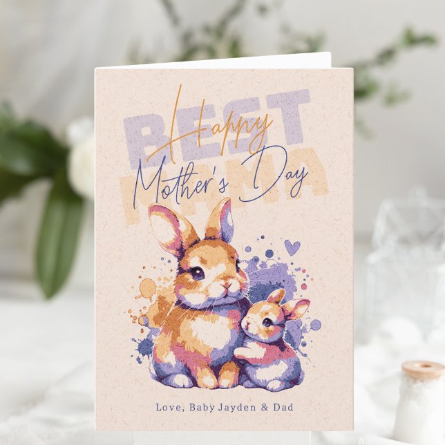 Best Mama Rabbit Personalized Mother's Day Holiday Card (Best Mama Rabbit Personalized Mother's Day Holiday Card
)