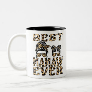 Best Mamaw Ever Leopard Plaid Mother's Day T-Shirt Two-Tone Coffee Mug