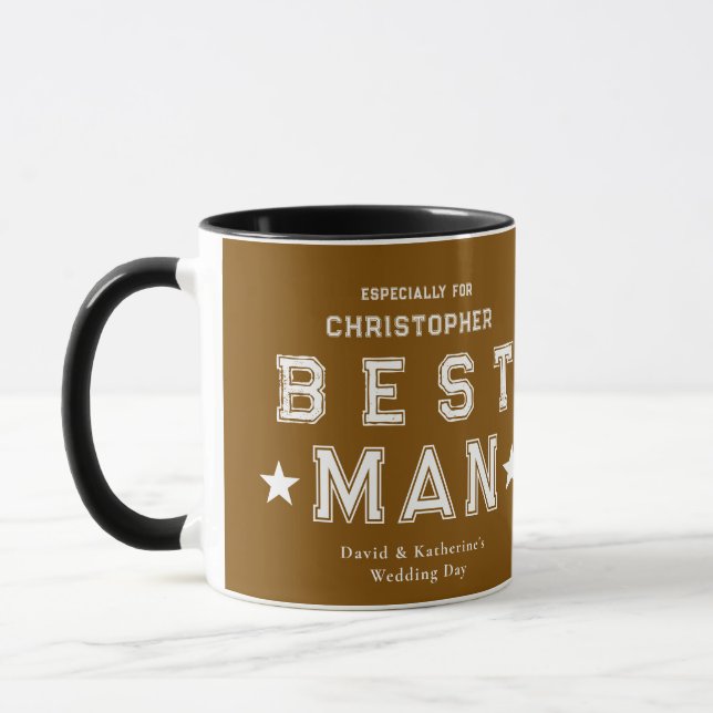 Best Man Appreciation Gift Brown Mug (Left)