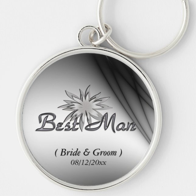Best Man Black and White Custom Keychains (Front)