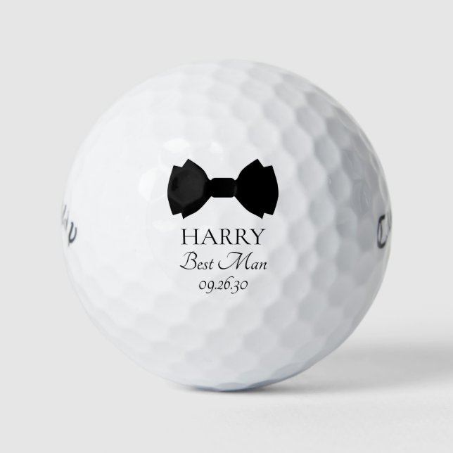 Best Man Black Bow Tie Golf Balls (Front)