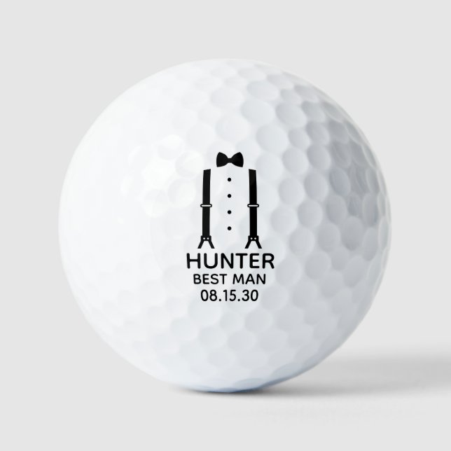 Best Man Black Bow Tie Golf Balls (Front)