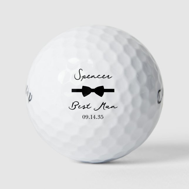Best Man Black Bow Tie Golf Balls (Front)