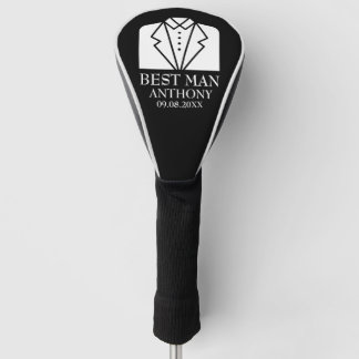Best Man Black Elegant Modern Name Gifts Wedding Golf Head Cover