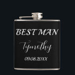 Best Man Black Elegant Simple Gifts Wedding Hip Flask<br><div class="desc">Modern,  elegant,  masculine,  black and white best man flask. Perfect for Wedding favours. You can personalize it with your name and date.</div>