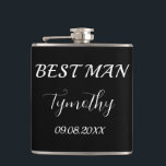 Best Man Black Elegant Simple Gifts Wedding Hip Flask<br><div class="desc">Modern,  elegant,  masculine,  black and white best man flask. Perfect for Wedding favours. You can personalize it with your name and date.</div>