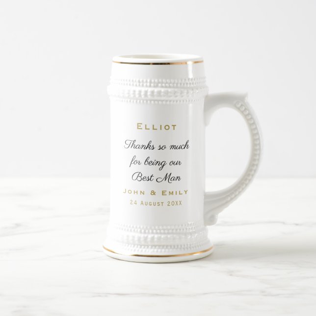 Best Man Black Script Wedding Thanks Message Name Beer Stein (Right)