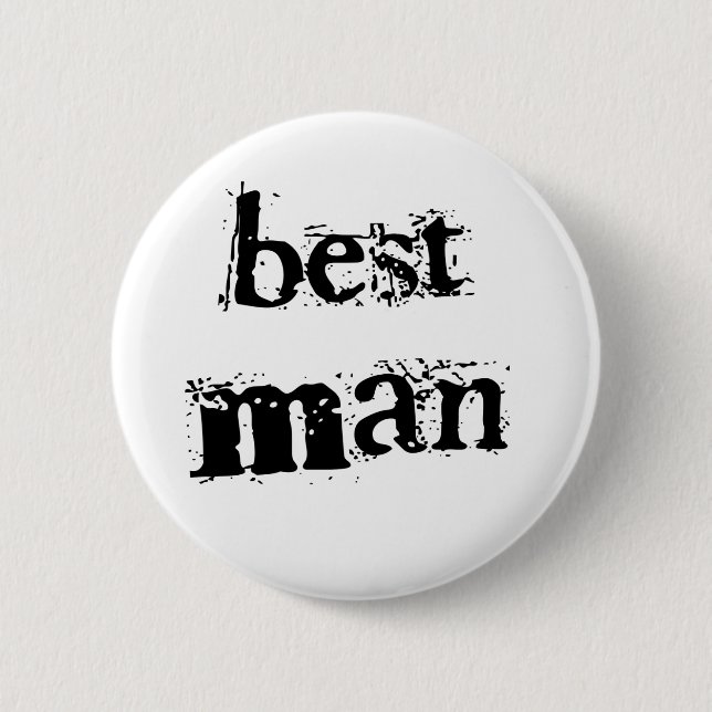 Best Man Black Text 2 Inch Round Button (Front)