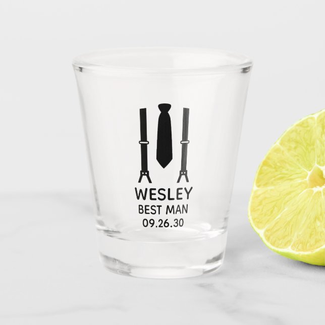 Best Man Black Tie Shot Glass (Front)