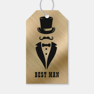 Best Man Black Tie Tuxedo Gold Gift Tags