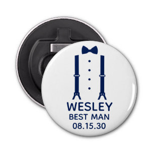 Best Man Blue Bow Tie Bottle Opener