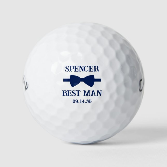 Best Man Blue Bow Tie Golf Balls (Front)