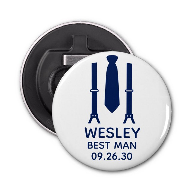 Best Man Blue Tie Bottle Opener (Front)
