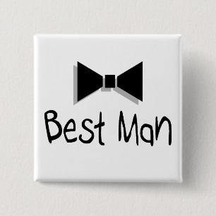 Best Man (Bow Tie 1) 2 Inch Square Button