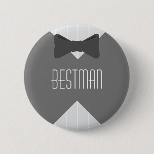 Best Man Bowtie 2 Inch Round Button