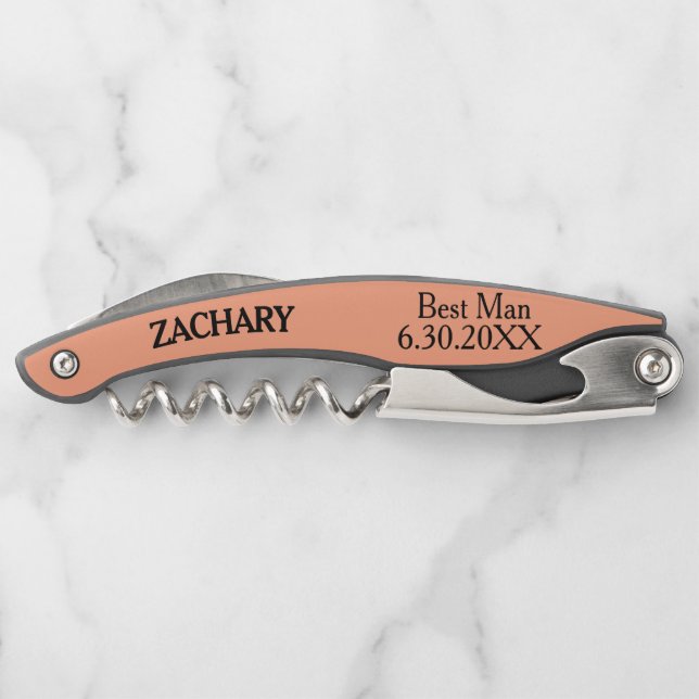 Best Man Cantaloupe Wedding  Corkscrew (Back)