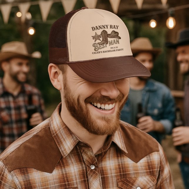 Best Man Cowboy Western Bachelor Party Trucker Hat (Creator Uploaded)