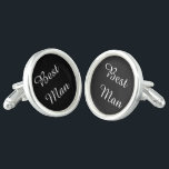 Best Man Cufflinks<br><div class="desc">Silver plated cufflinks shown in black/white with Best Man text. Customize this item or buy as is.</div>