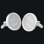 Best Man Cufflinks<br><div class="desc">Sterling Silver plated cufflinks shown in silver grey and white with Best Man text. Customize this item or buy as is.</div>