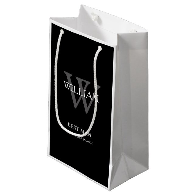 Best Man Custom Modern Chic Classy Small Gift Bag (Front Angled)
