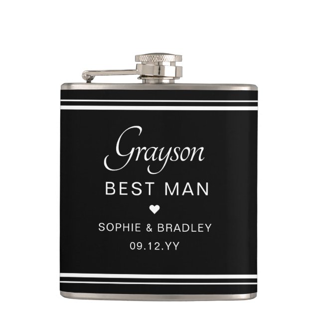 Best Man Custom Personalised Wedding Party  Hip Flask (Front)