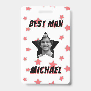 Best Man Custom Photo in Star Wedding Badge