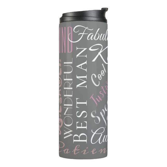Best Man Custom Positive Attribute Affirmations Thermal Tumbler (Rotated Left)