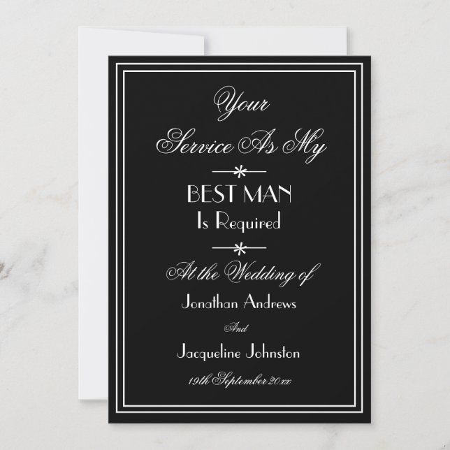Best Man Elegant Chic Script Wedding Proposal  Invitation (Front)
