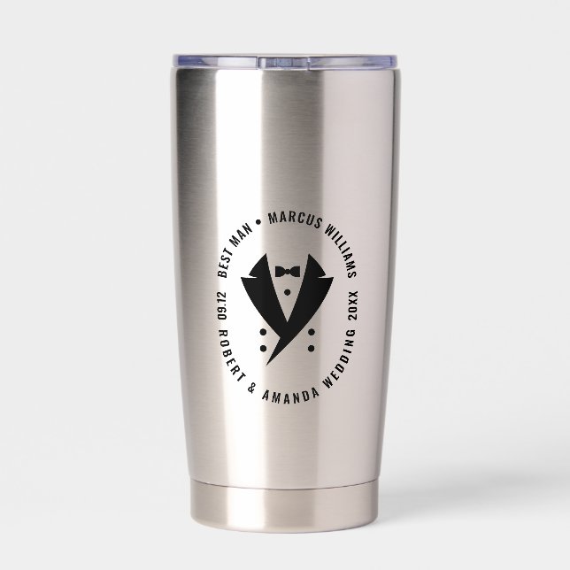 Best Man Elegant Tuxedo Wedding Insulated Tumbler (Back)