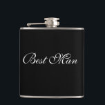 Best Man Flask<br><div class="desc">Flask for the best man is shown in Black with White text. 
Customize this item or buy as is.</div>