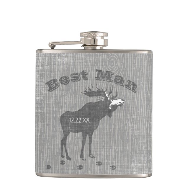 Best Man Flask Vintage Moose (Front)