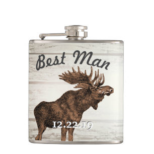 Best Man Flask Vintage Moose