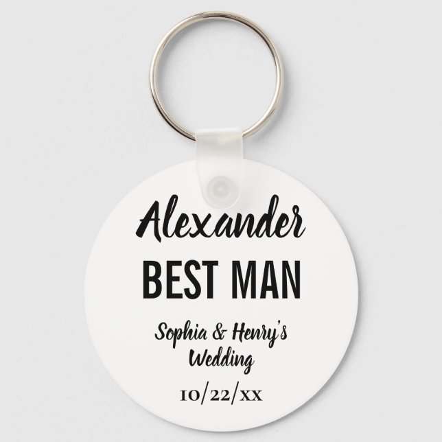 Best Man Gift Modern Typography Script Wedding Keychain (Front)