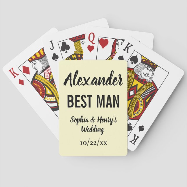 Best Man Gift Modern Typography Script Wedding Playing Cards (Back)