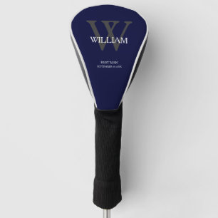Best Man Gift Monogram Modern Navy Blue Golf Head Cover