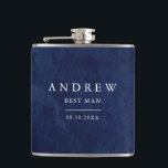 Best Man Gift Watercolor Dark Blue Wedding Flask<br><div class="desc">Dark blue watercolor wedding flask with beautifully painted watercolor greenery. Fully customizable!</div>