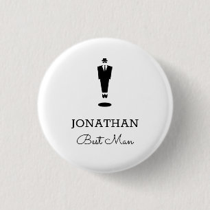 Best Man Gift Wedding Party Custom Personalized 1 Inch Round Button