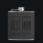 Best Man Gifts-Black Faux Leather Hip Flask<br><div class="desc">Elegant groomsman. and best man wedding gifts template. black vintage faux leather texture (image of leather printed on flask).</div>
