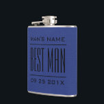 Best Man Gifts-Blue Faux Leather Hip Flask<br><div class="desc">Elegant groomsman. and best man wedding gifts template. Blue vintage faux leather texture (image of leather printed on flask).</div>