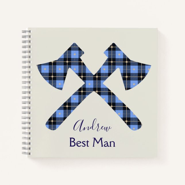 Best Man Grey and Blue double cross axe Notebook (Front)