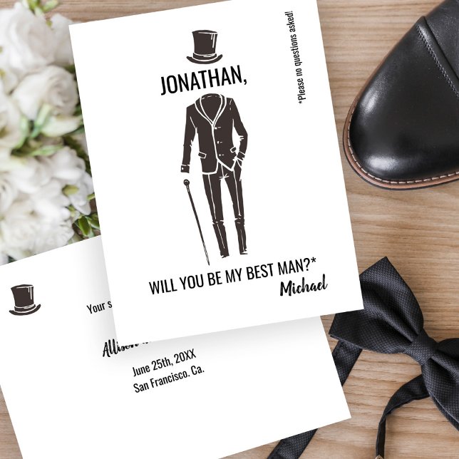 Best Man Groomsman funny elegant proposal Postcard (Creator Uploaded)