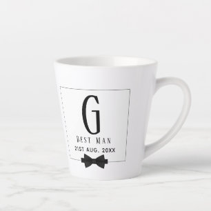 Best Man Groomsman Monogrammed Bow Tie Thank You Latte Mug