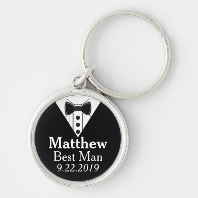 Best Man Groomsmen Wedding Keychain (Front)