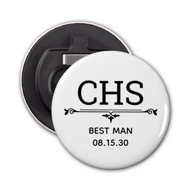 Best Man Initials Bottle Opener (Front)