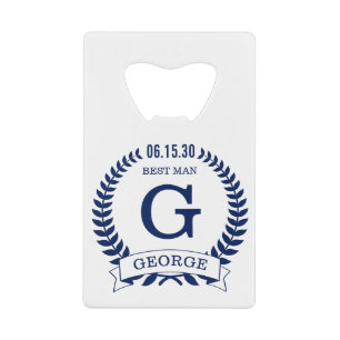 Best Man Initials Credit Card Bottle Opener