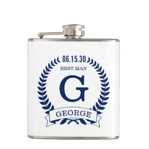 Best Man Initials Hip Flask