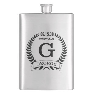 Best Man Initials Hip Flask