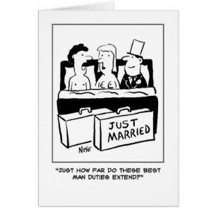 Best man joins the bride and groom in bed